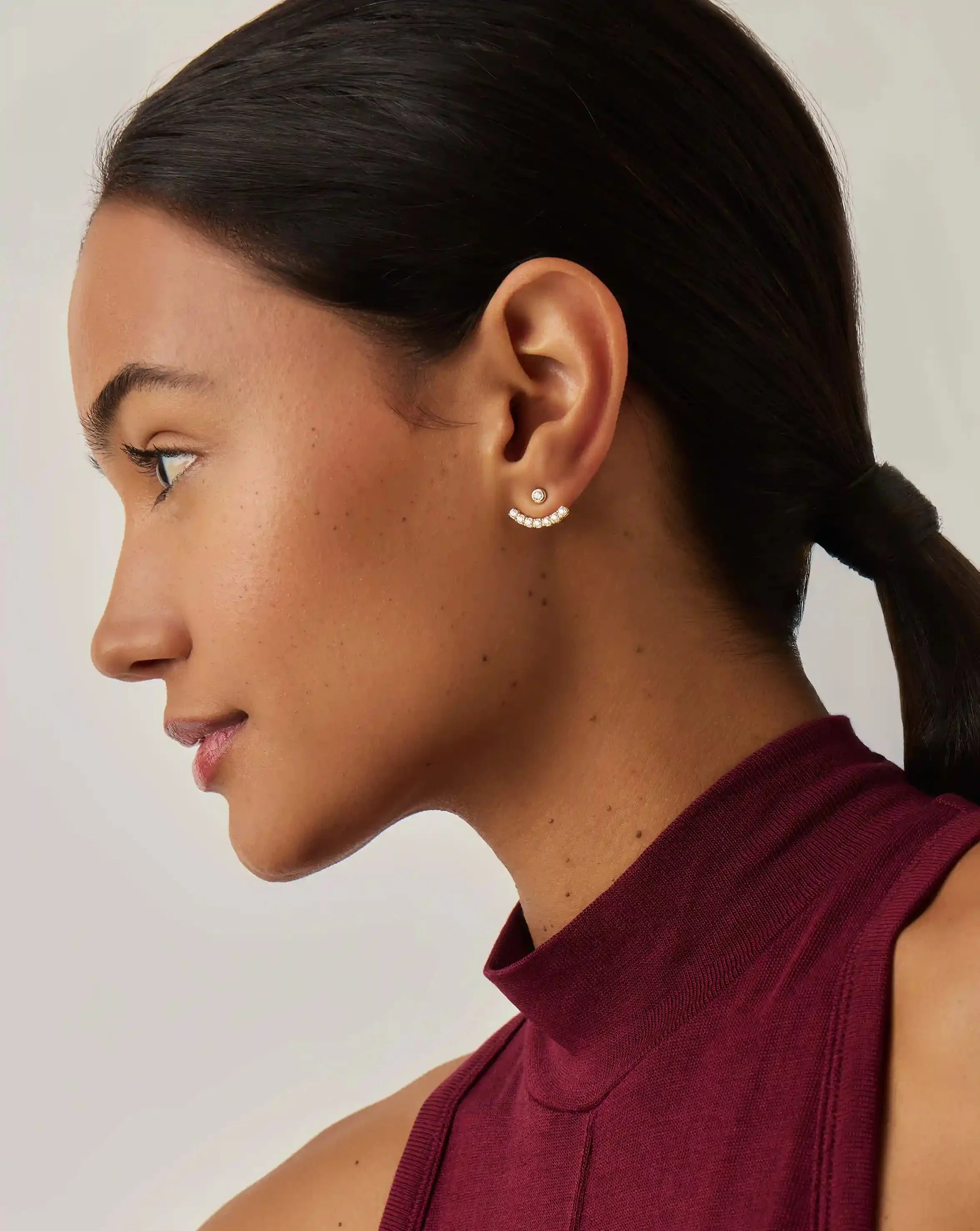 Tennis Ear Jacket Stud Earrings | 18k Gold Vermeil/Cubic Zirconia - Image 6