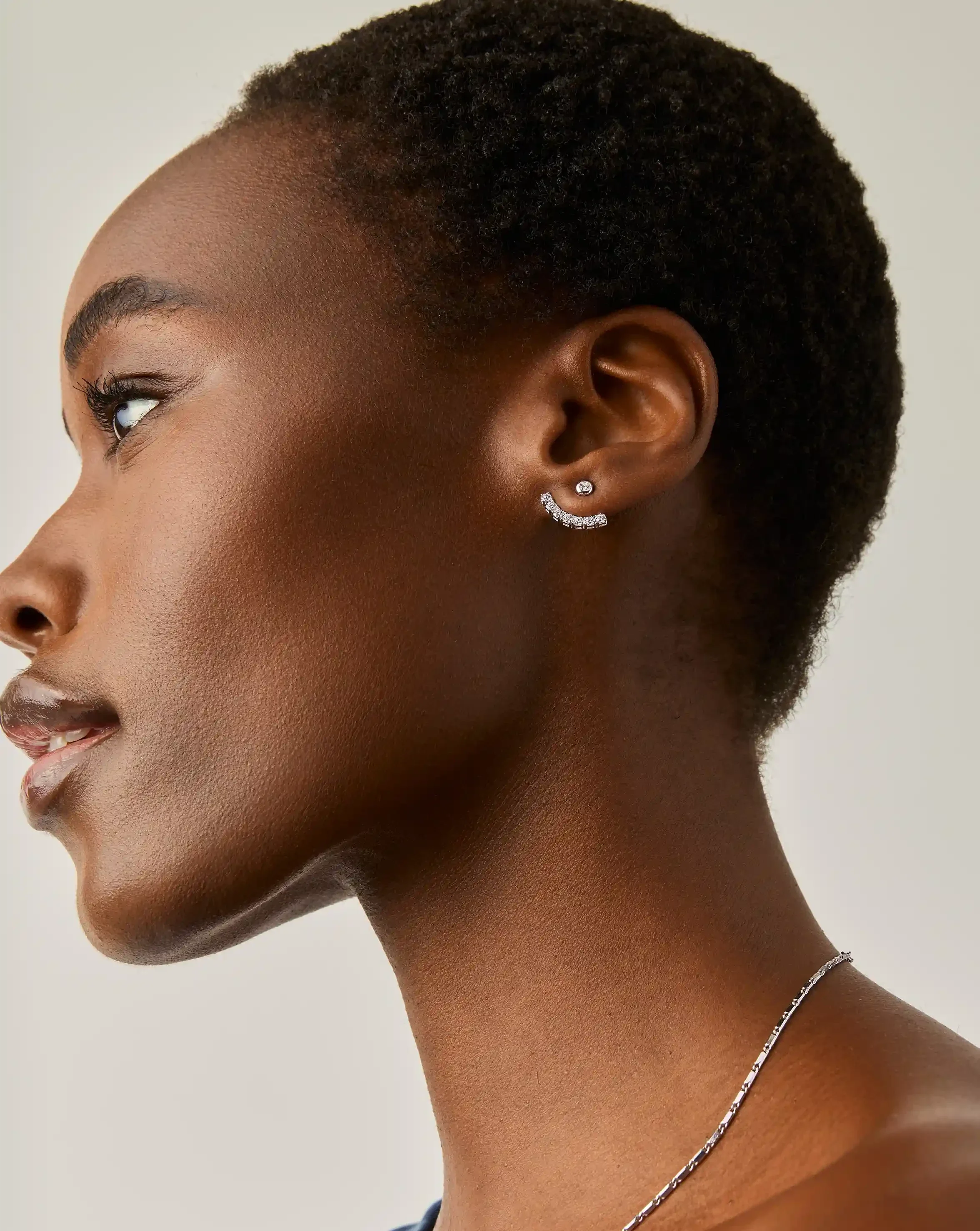 Tennis Ear Jacket Stud Earrings | Sterling Silver/Cubic Zirconia - Image 2