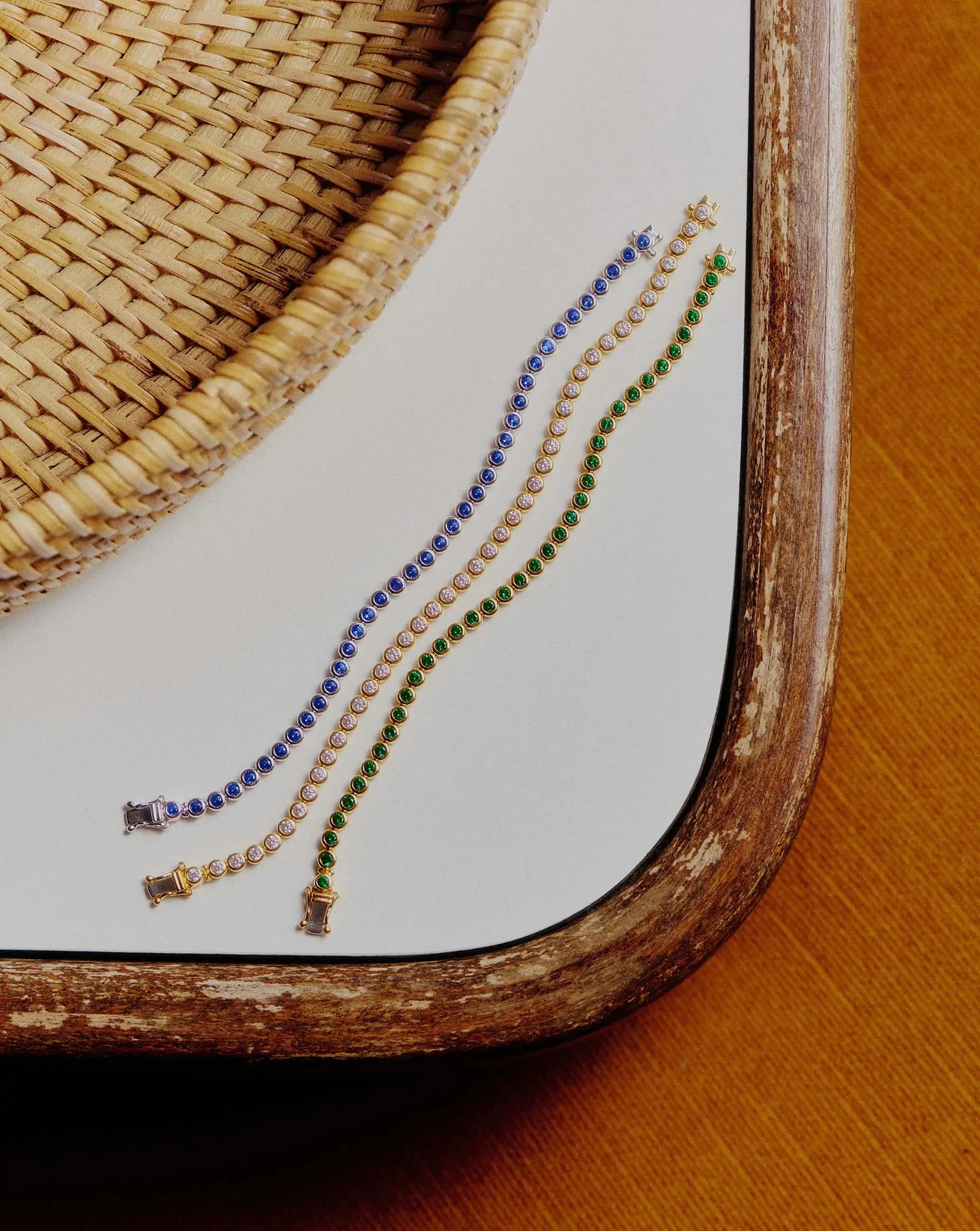 Tennis Round Bracelet | 18k Gold Vermeil/Emerald Green Nano-crystal - Image 5