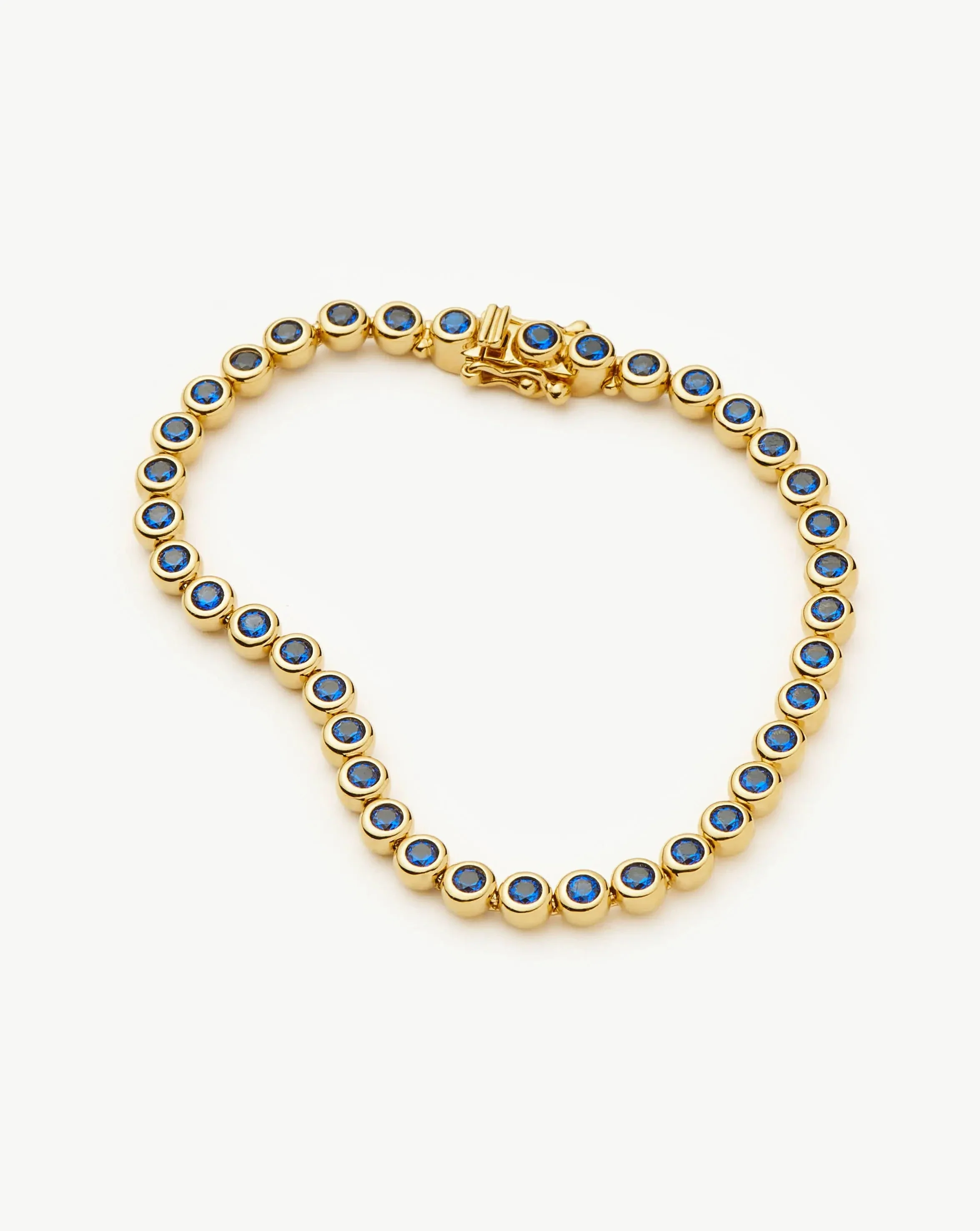 Tennis Round Bracelet | 18k Gold Vermeil/Sapphire Blue Nano-crystal - Image 4