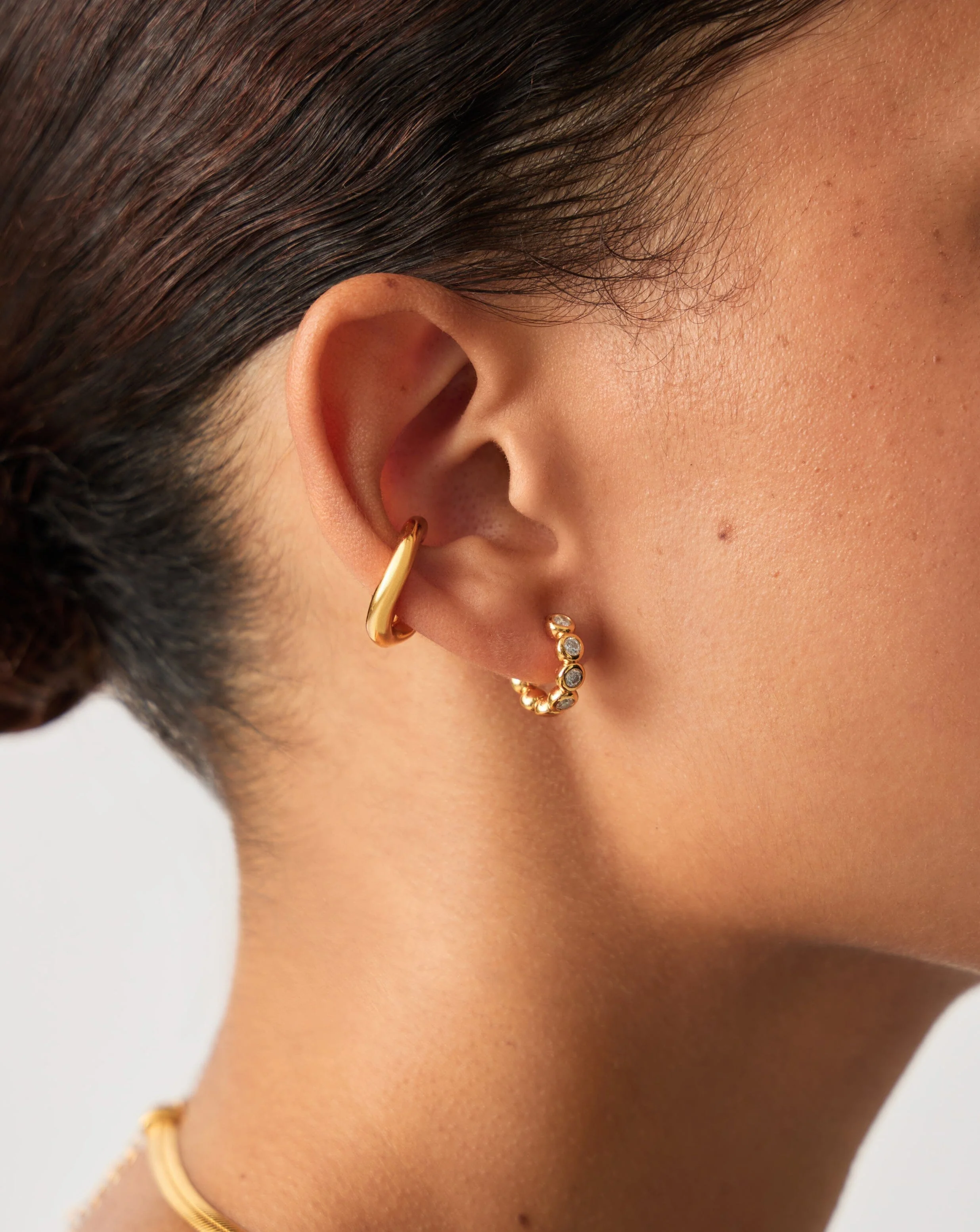 Tennis Small Hoop Earrings| 18k Gold Vermeil Cubic Zirconia - Image 2