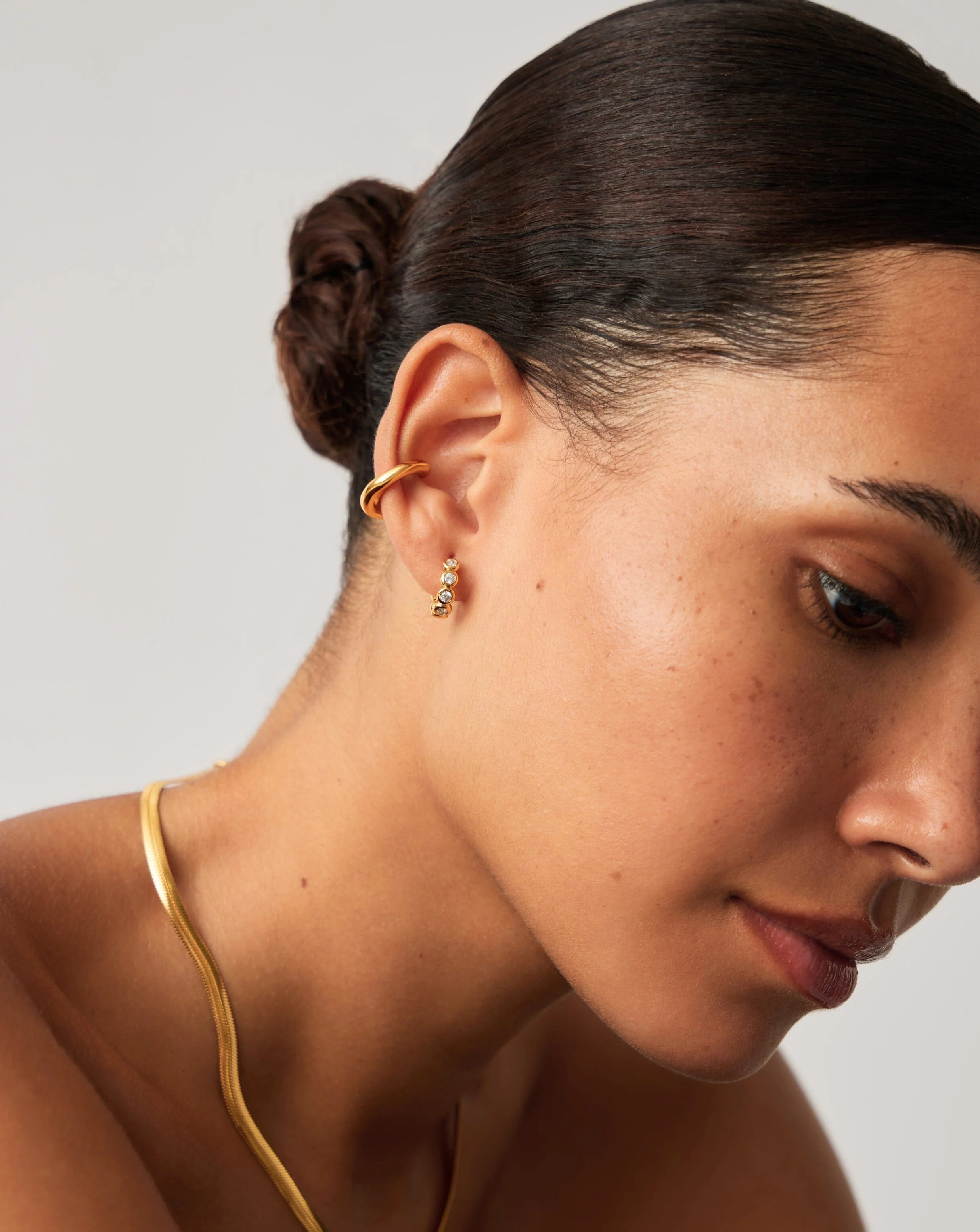 Tennis Small Hoop Earrings| 18k Gold Vermeil Cubic Zirconia - Image 3