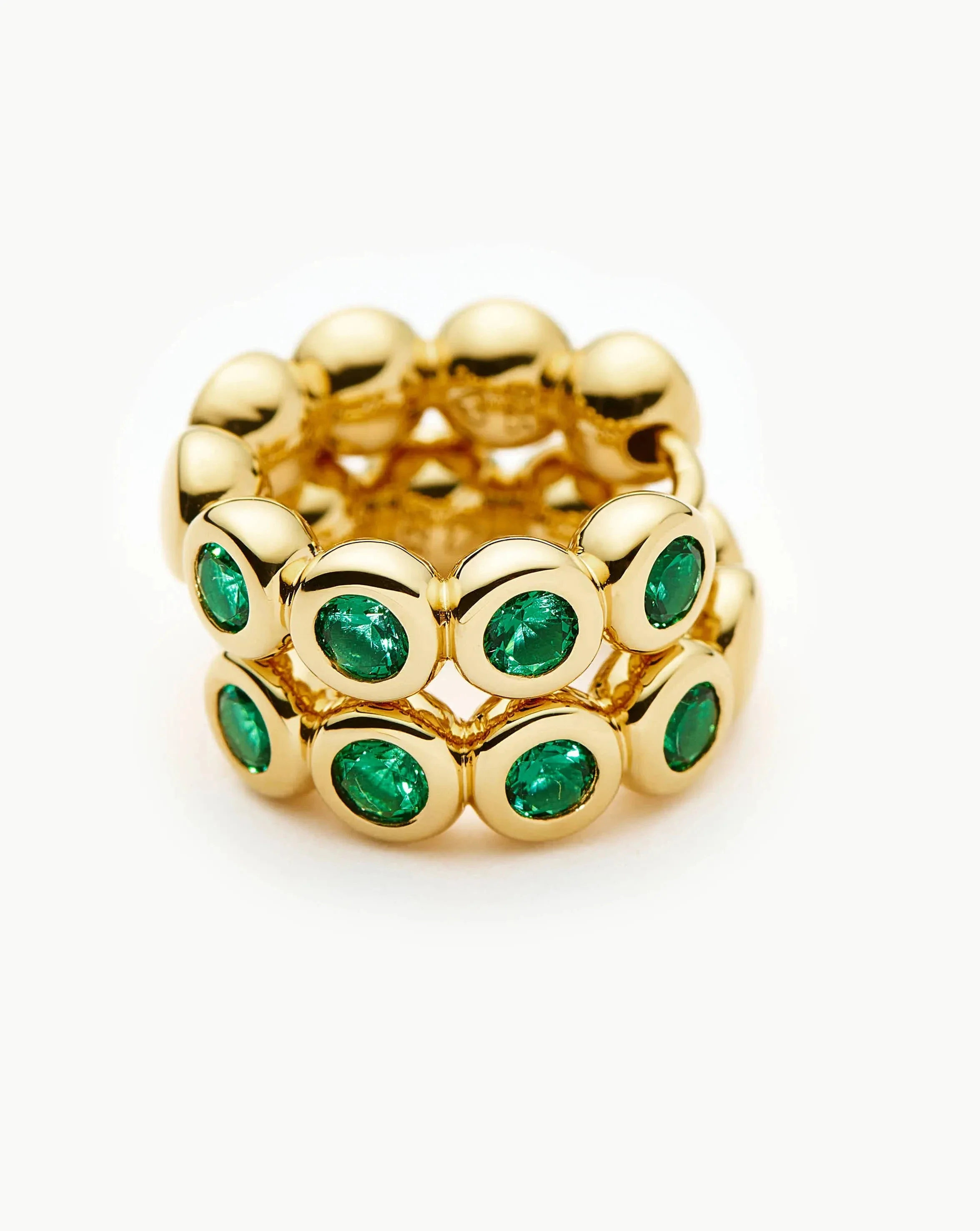 Tennis Small Hoop Earrings | 18k Gold Vermeil/Emerald Green Nano-crystal - Image 5