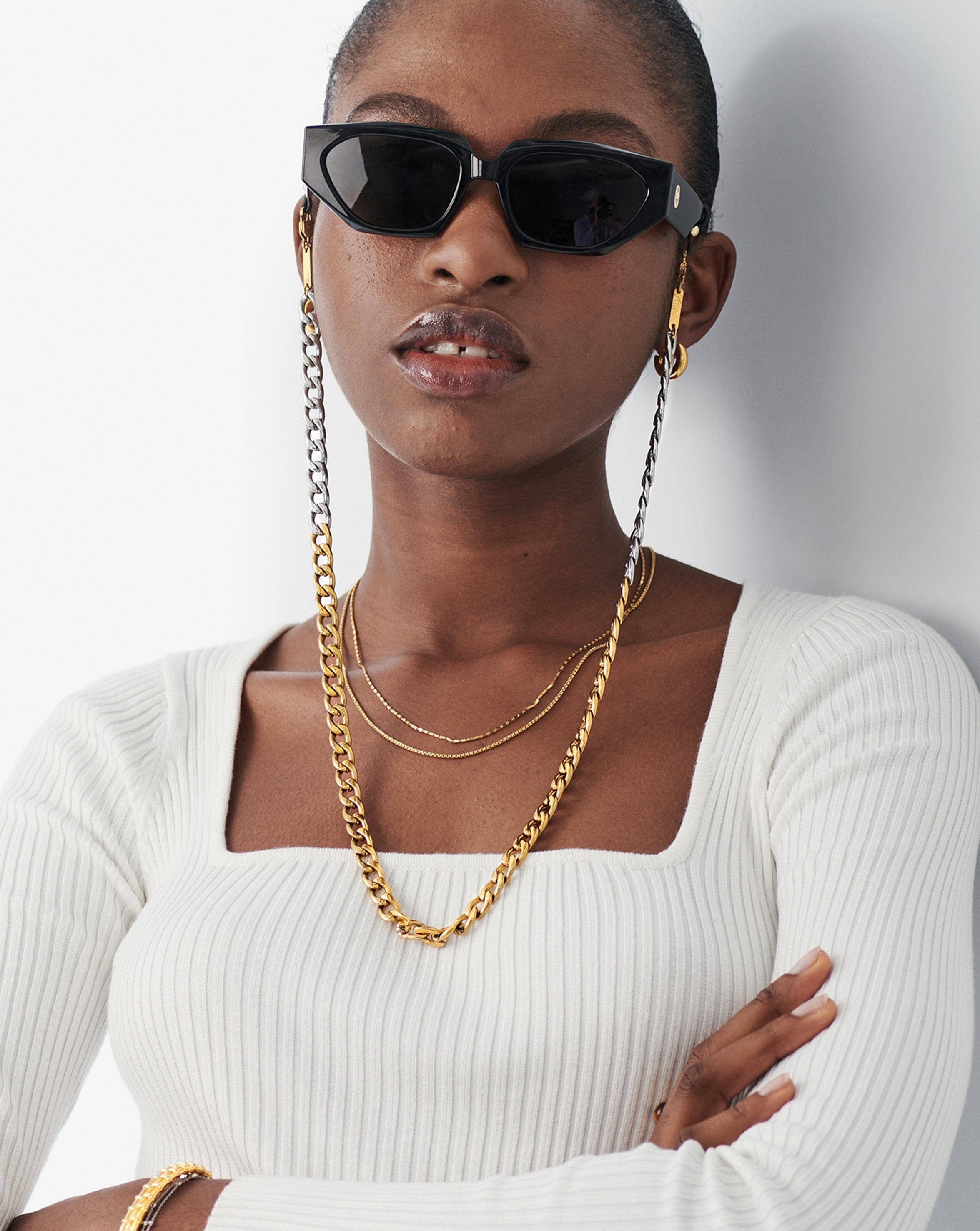 Two Tone Curb Eyewear Chain | 18k Gold Plated/Silver Plated - Image 3