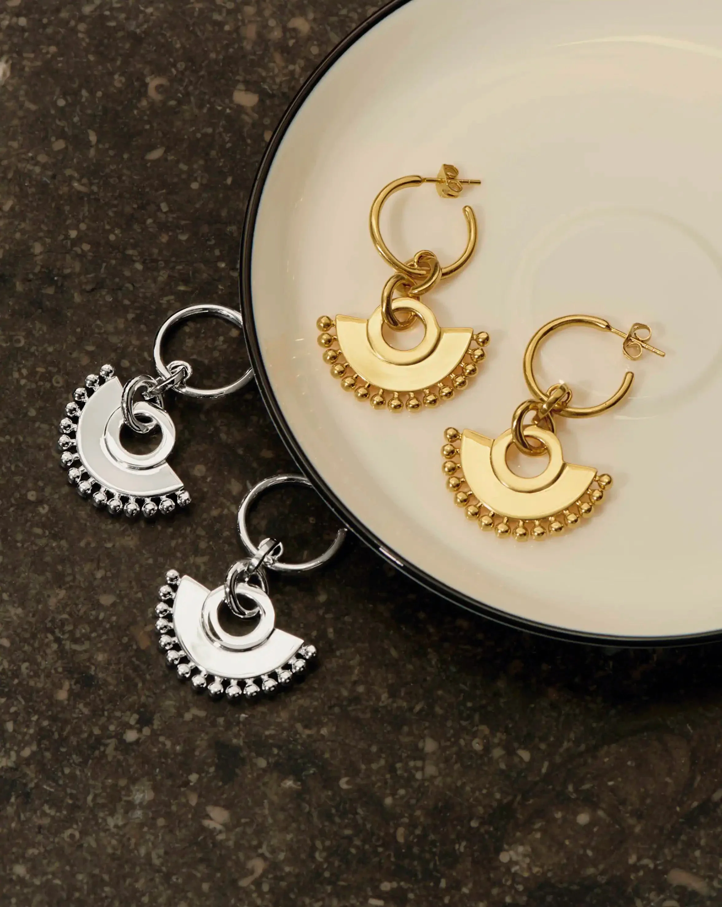 Zenyu Fan Chandelier Hoop Earrings | Silver Plated - Image 6